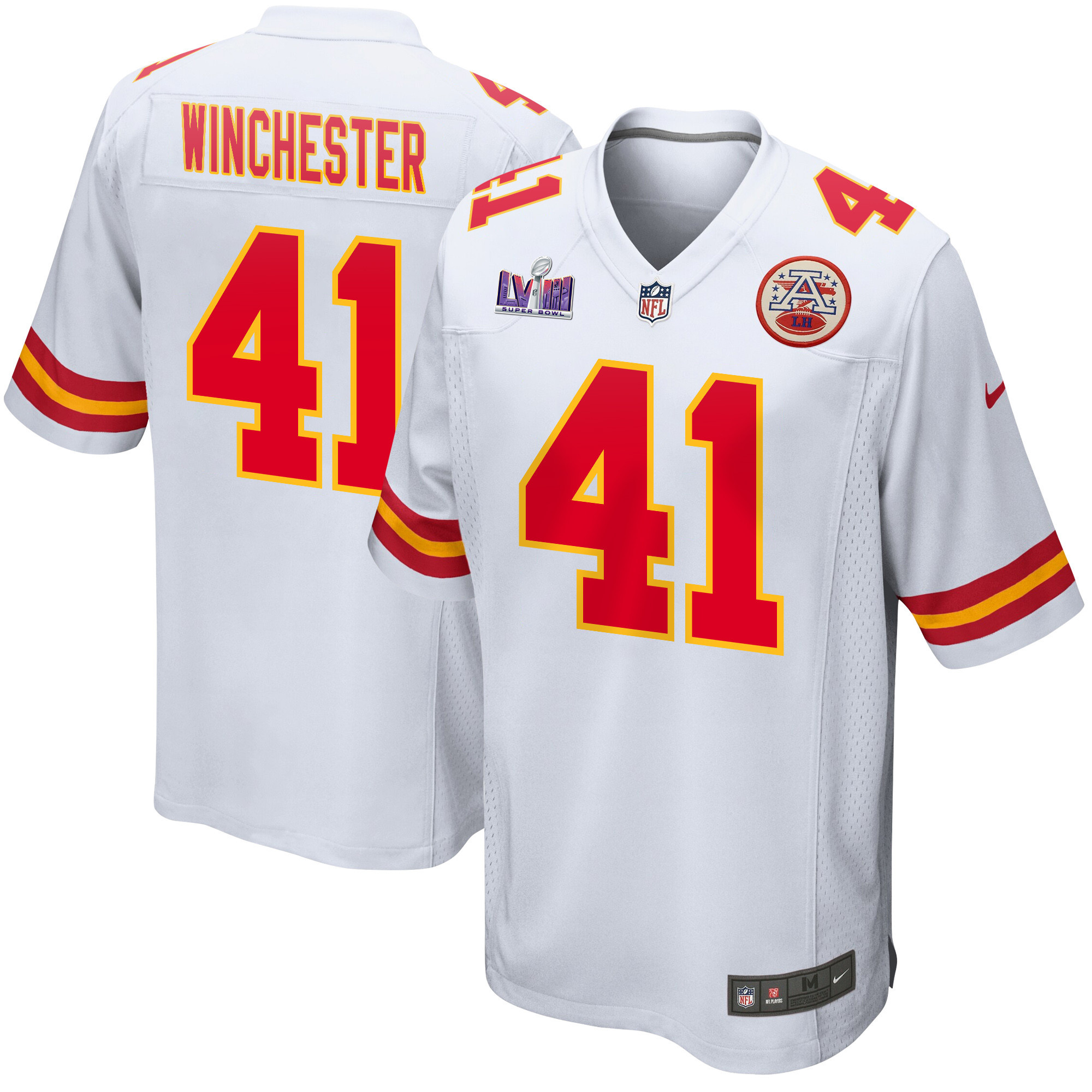 James Winchester 41 Kansas City Chiefs Super Bowl LVIII Patch Game Men Jersey - White JS1319 nicesnker