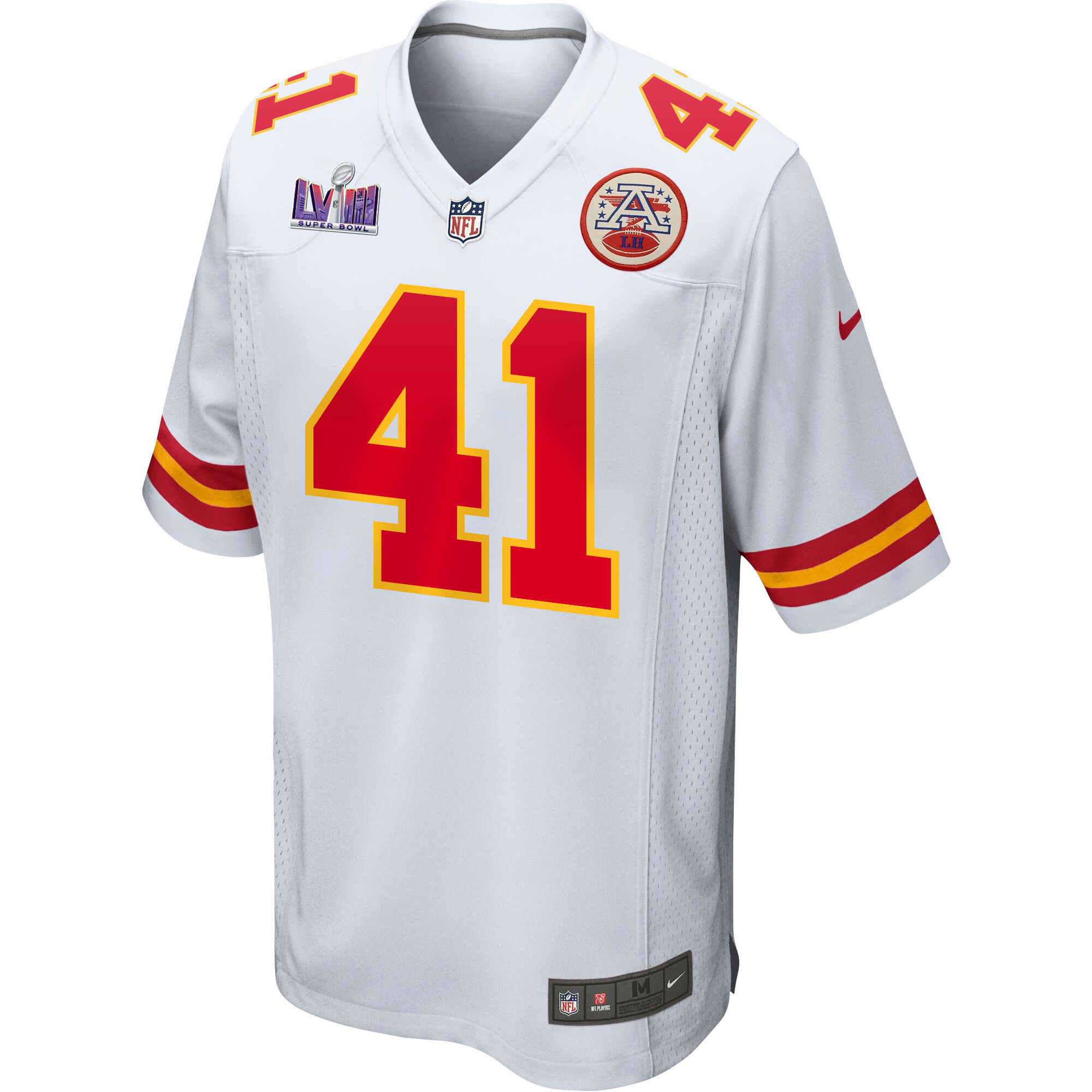 Alternative view of James Winchester 41 Kansas City Chiefs Super Bowl LVIII Patch Game Men Jersey - White JS1319 nicesnker