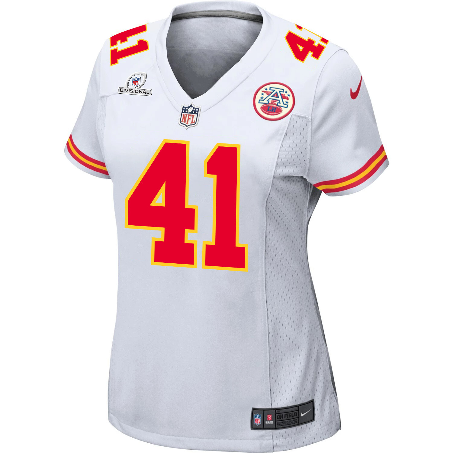 Alternative view of James Winchester 41 Kansas City Chiefs Super Bowl LVIII Patch Game Women Jersey - White JS8074 nicesnker