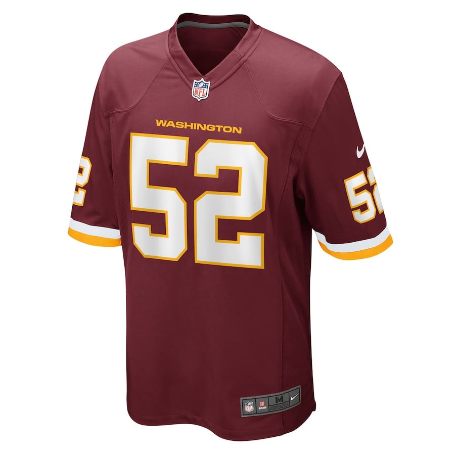 Alternative view of Jamin Davis 52 Washington Football Team Men Game Jersey - Burgundy JS3534 nicesnker