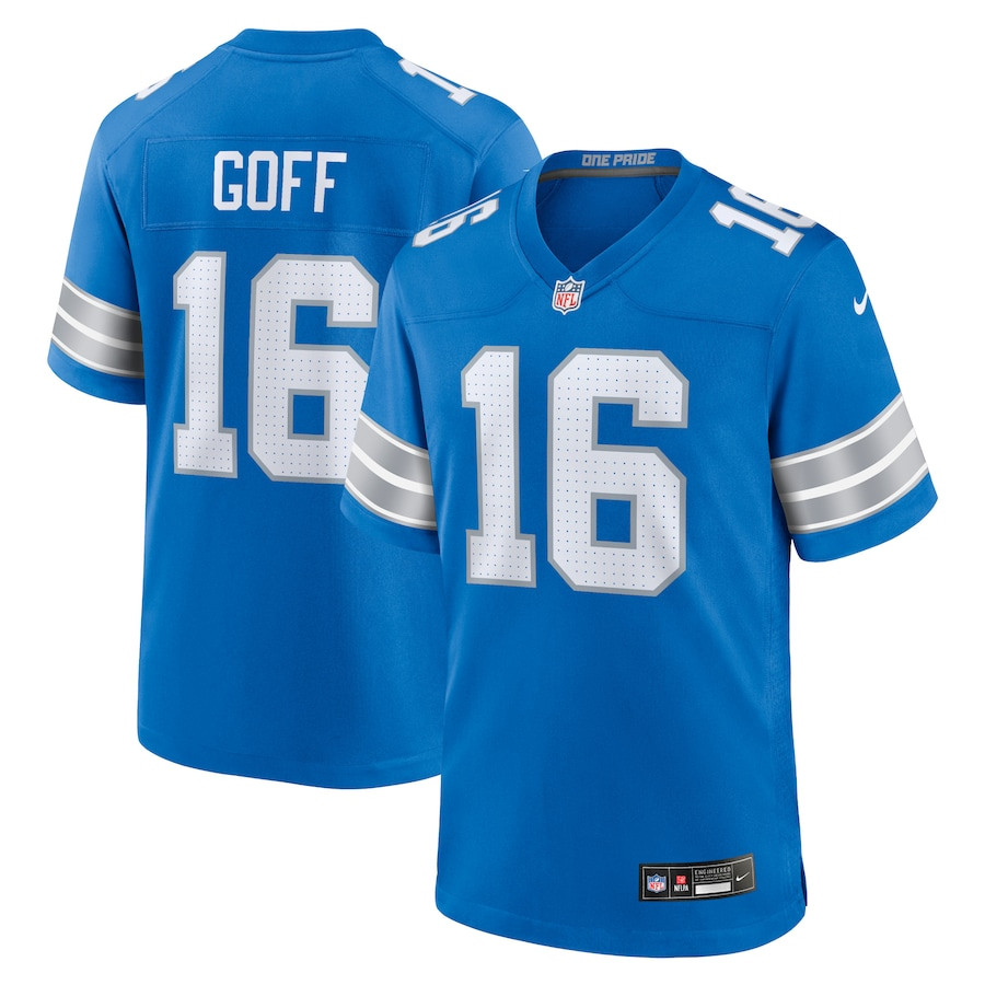 Jared Goff 16 Detroit Lions Game Jersey - Blue, Men JS9243 nicesnker