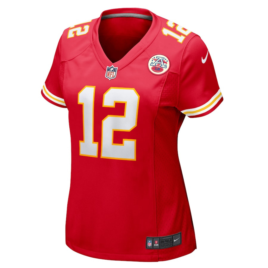 Alternative view of Jared Wiley 12 Kansas City Chiefs Women's Game Jersey - Red JS2622 nicesnker