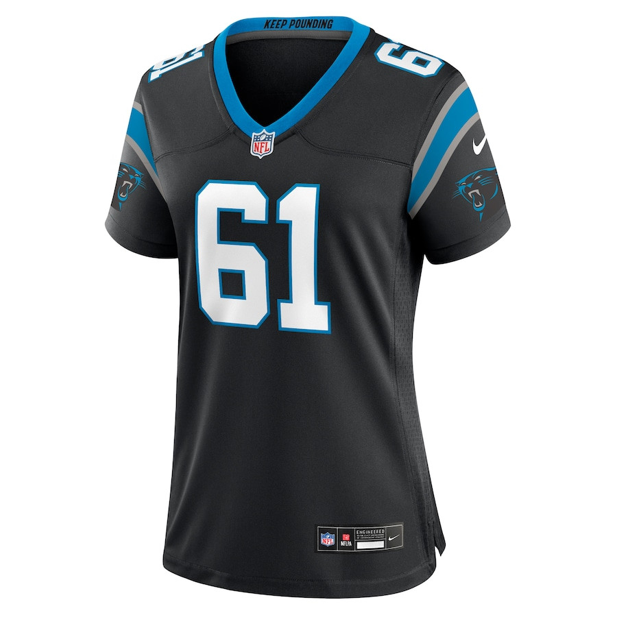Alternative view of Jarrett Kingston 61 Carolina Panthers Women's Game Jersey - Black JS9110 nicesnker