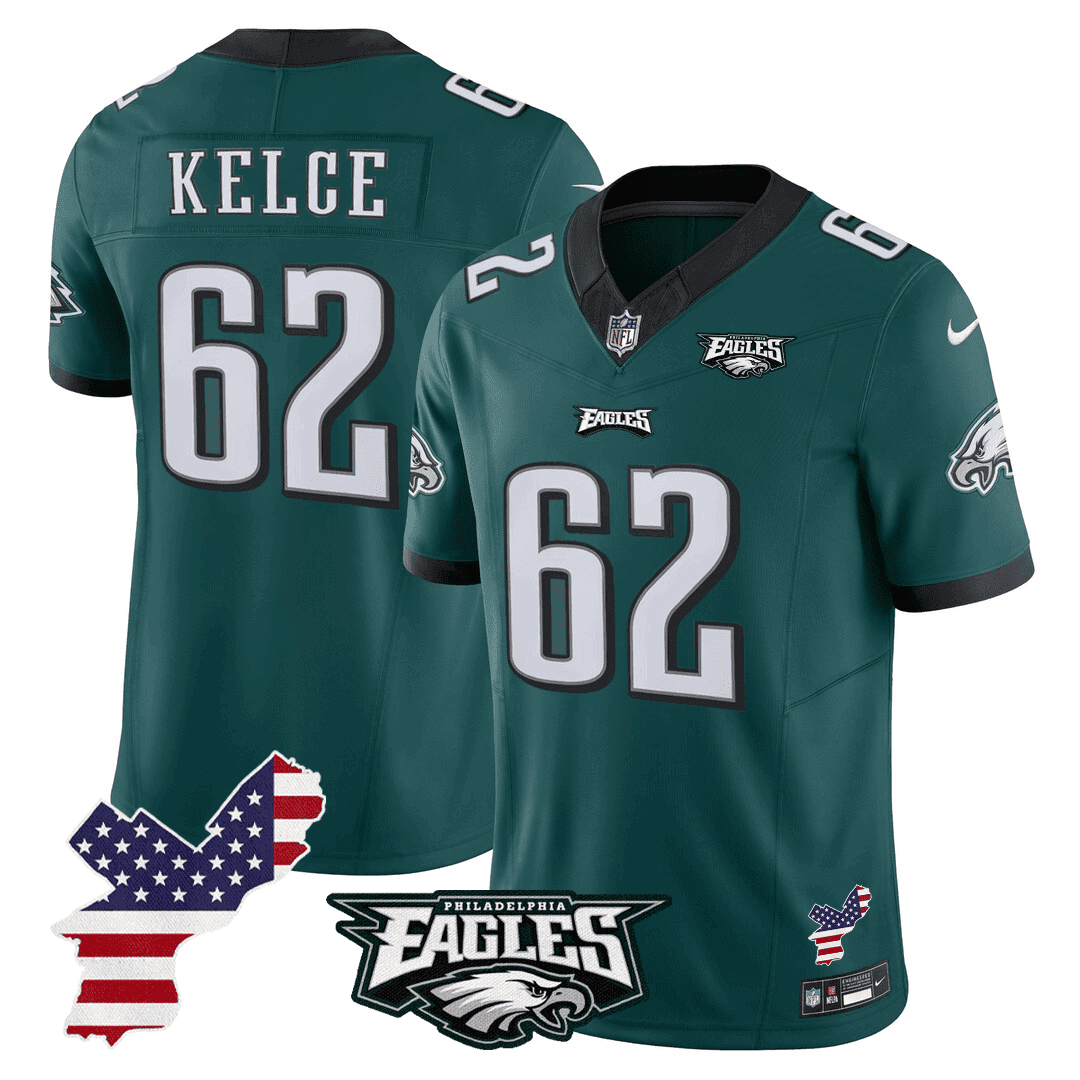 Jason Kelce 62 Philadelphia Eagles Philadelphia Patch Game Men Jersey - Midnight Green JS5818 nicesnker