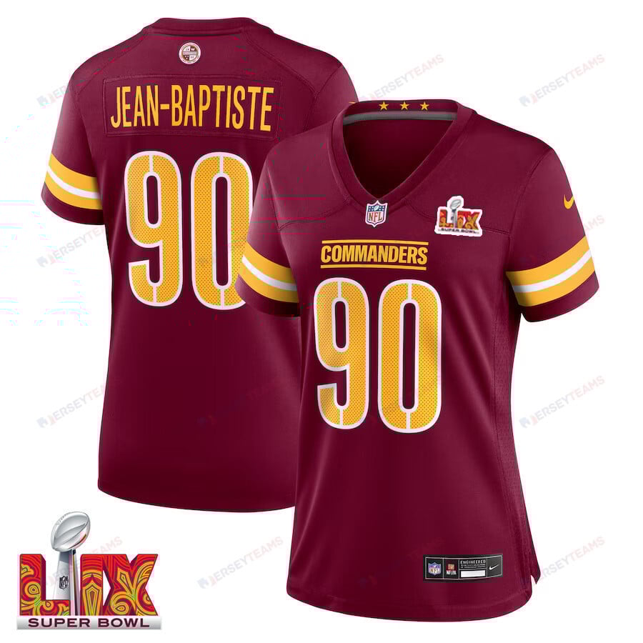 Javontae Jean-Baptiste #90 Washington Commanders Super Bowl LIX Women's Jersey - Burgundy JS7447 nicesnker
