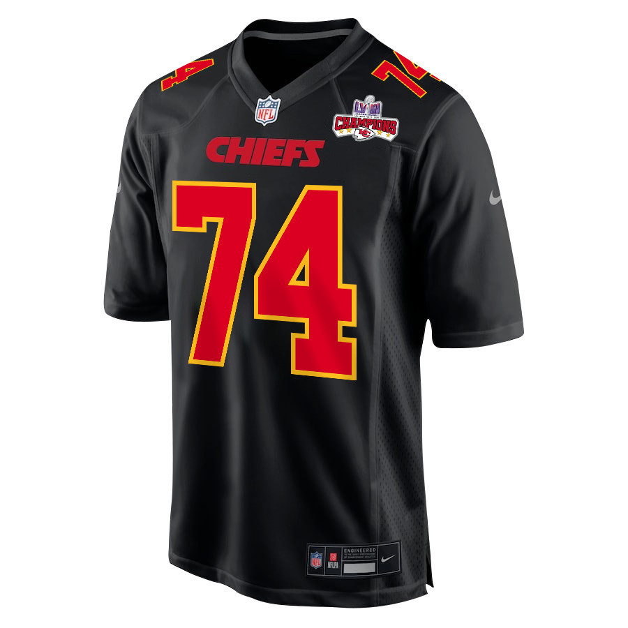 Alternative view of Jawaan Taylor 74 Kansas City Chiefs Super Bowl LVIII Champions 4 Stars Patch Fashion Game Men Jersey - Carbon Black JS4838 nicesnker