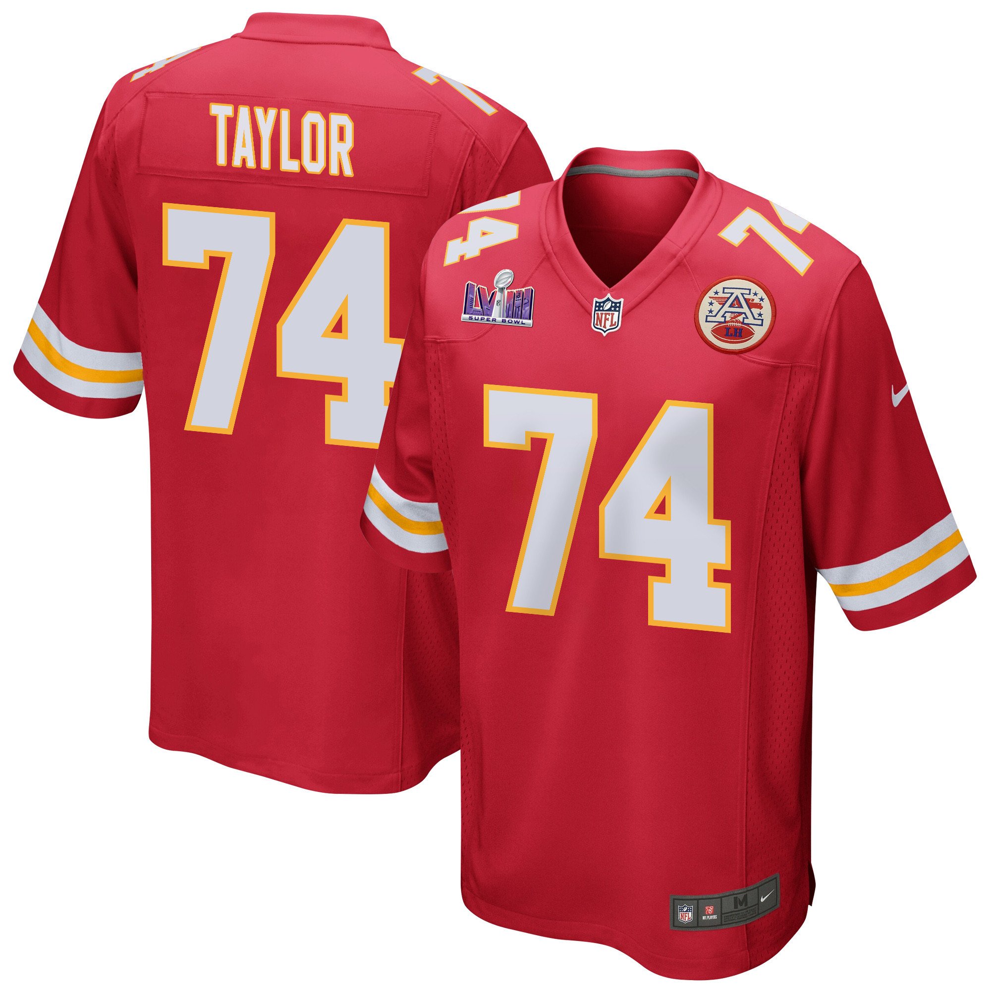 Jawaan Taylor 74 Kansas City Chiefs Super Bowl LVIII Patch Game Men Jersey - Red JS1355 nicesnker