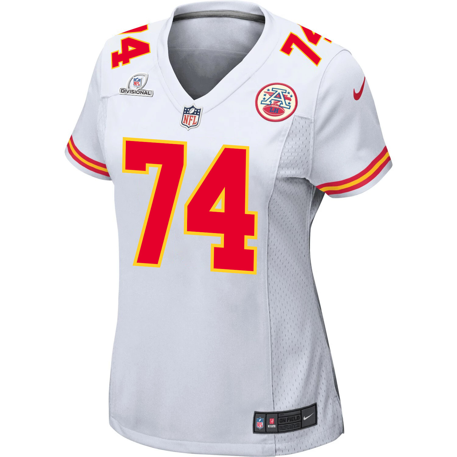 Alternative view of Jawaan Taylor 74 Kansas City Chiefs Super Bowl LVIII Patch Game Women Jersey - White JS6638 nicesnker