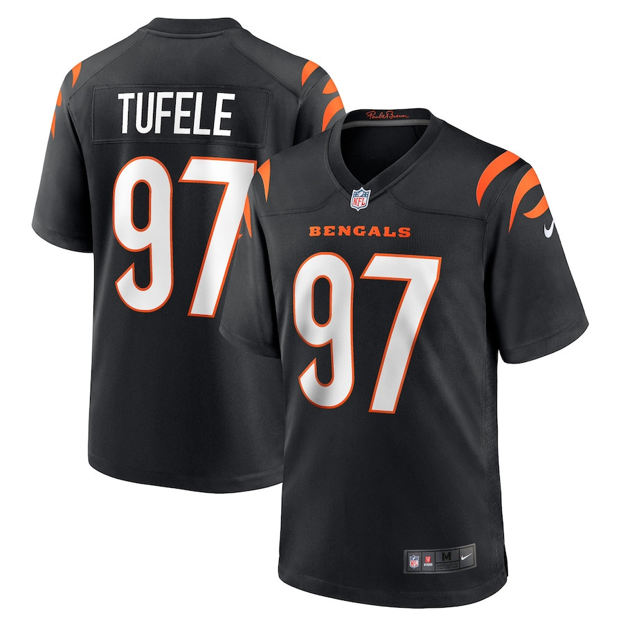 Jay Tufele 97 Cincinnati Bengals Team Game Men Jersey - Black JS7922 nicesnker