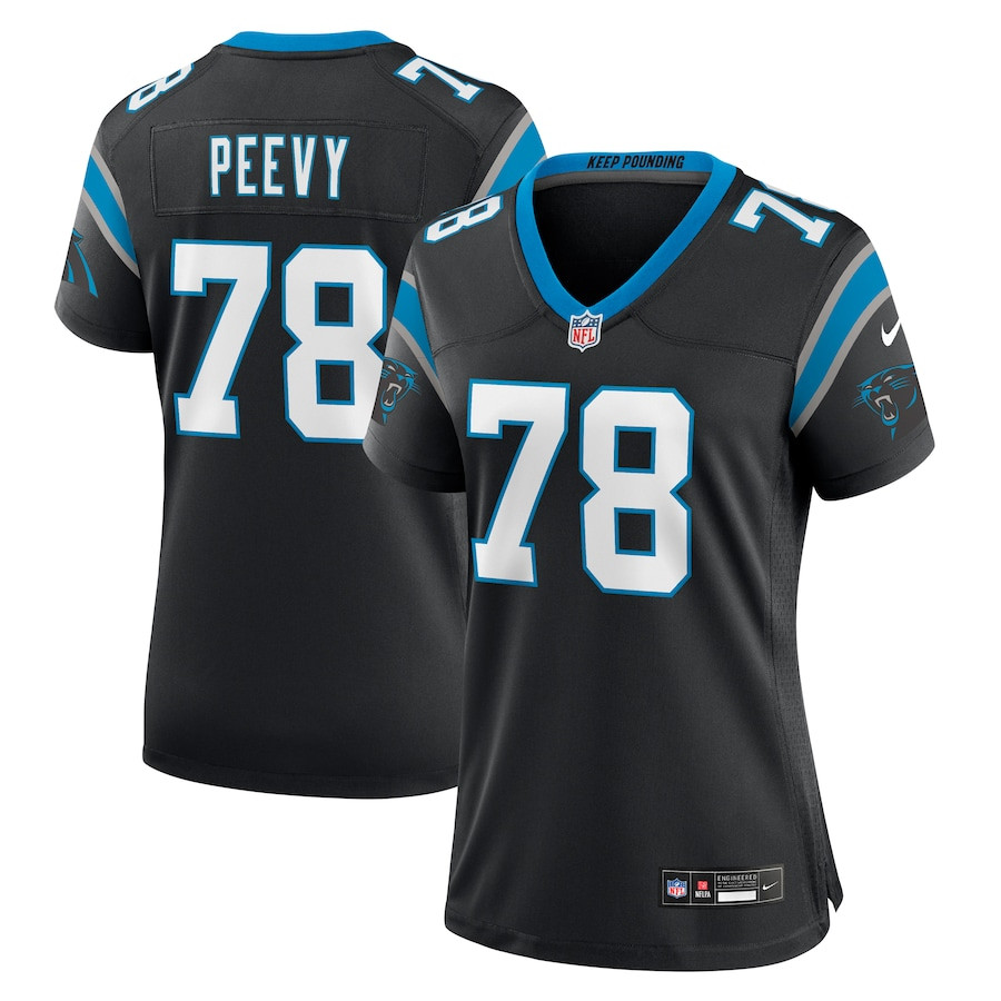 Jayden Peevy 78 Carolina Panthers Game Women Jersey - Black JS1684 nicesnker