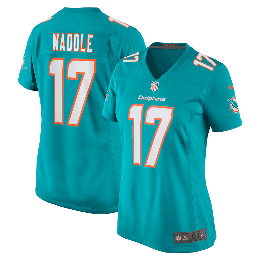 Jaylen Waddle 17 Miami Dolphins Women Game Jersey - Aqua JS1728 nicesnker
