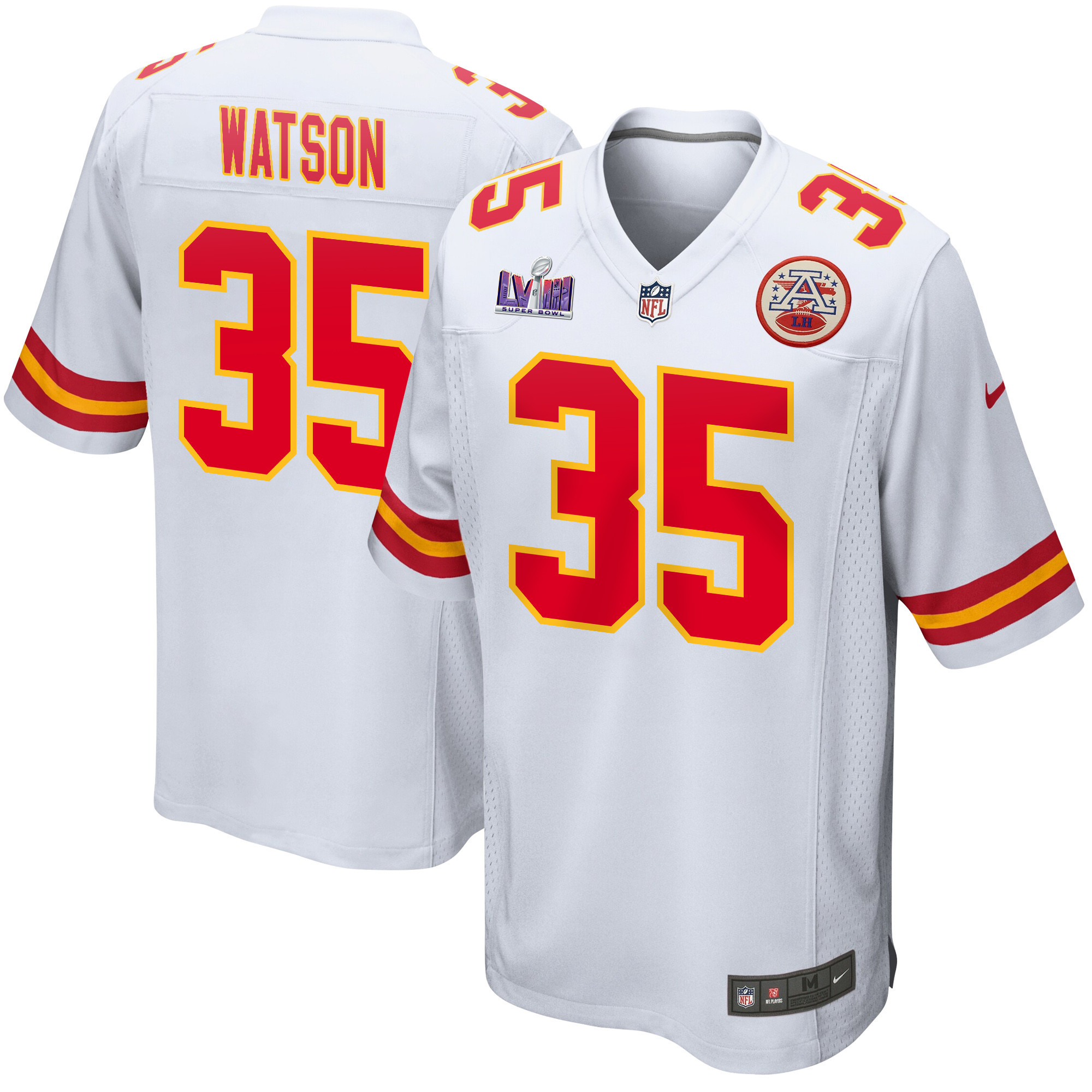Jaylen Watson 35 Kansas City Chiefs Super Bowl LVIII Patch Game Men Jersey - White JS5101 nicesnker