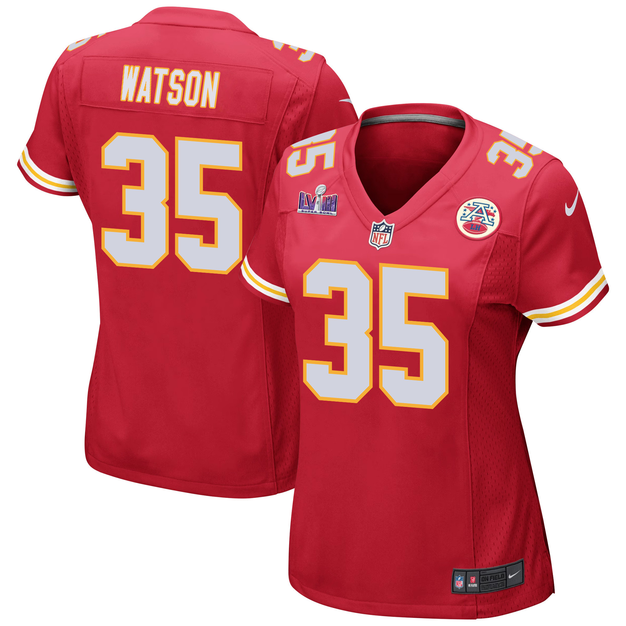 Jaylen Watson 35 Kansas City Chiefs Super Bowl LVIII Patch Game Women Jersey - Red JS4172 nicesnker