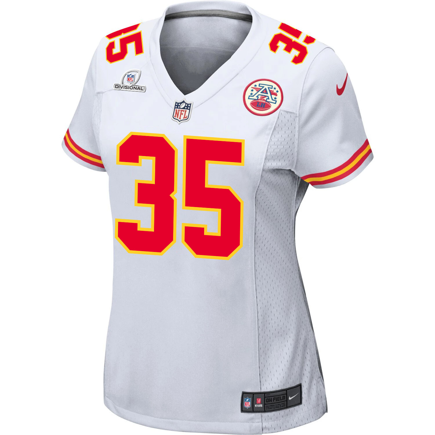 Alternative view of Jaylen Watson 35 Kansas City Chiefs Super Bowl LVIII Patch Game Women Jersey - White JS6733 nicesnker
