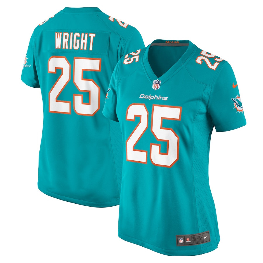Jaylen Wright 25 Miami Dolphins Women's Game Jersey - Aqua JS7403 nicesnker