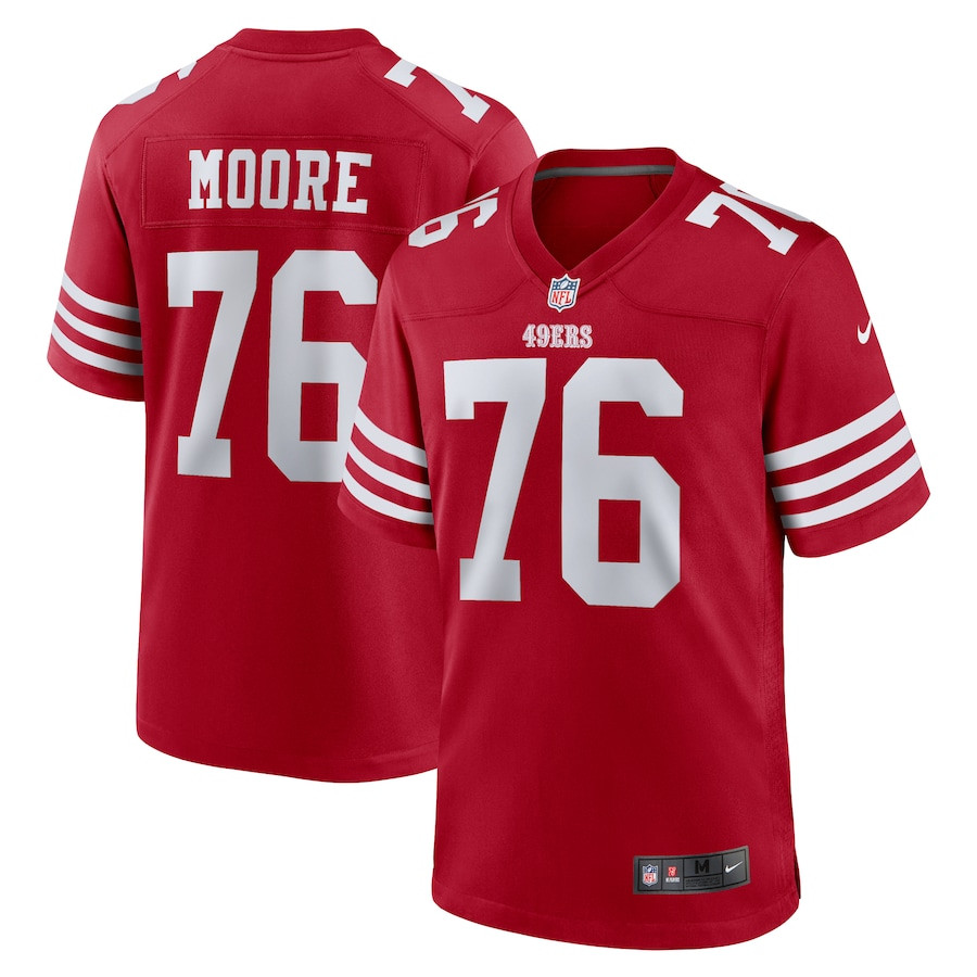 Jaylon Moore 76 San Francisco 49ers Game Men Jersey - Scarlet JS4445 nicesnker