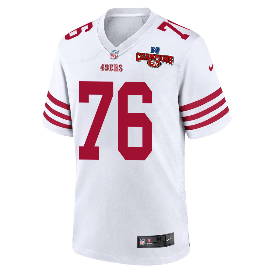 Alternative view of Jaylon Moore 76 San Francisco 49ers NFC Champions Patch Game Men Jersey - White JS7697 nicesnker