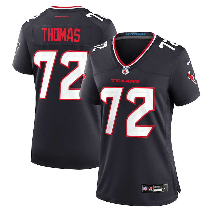 Jaylon Thomas 72 Houston Texans Women's Team Game Jersey - Navy JS8494 nicesnker