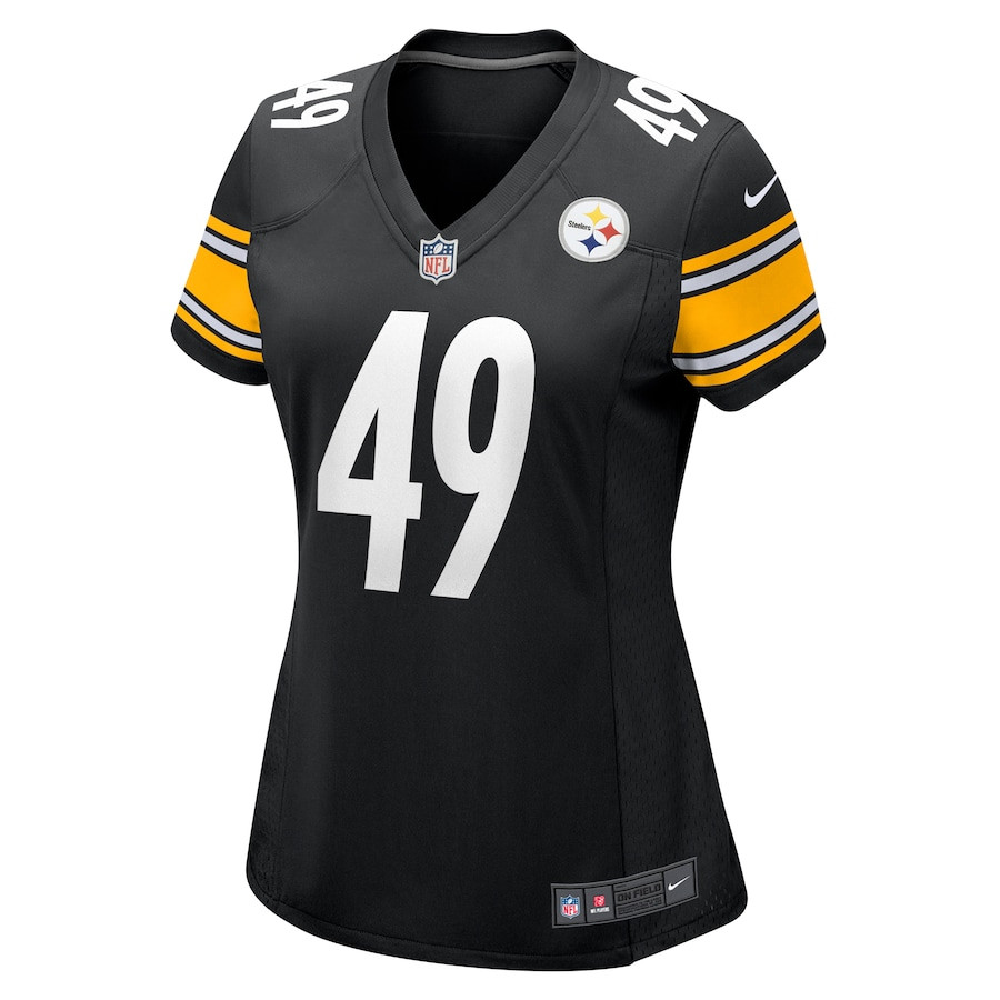 Alternative view of Jeremiah Moon 49 Pittsburgh Steelers Women's Game Jersey - Black JS6683 nicesnker