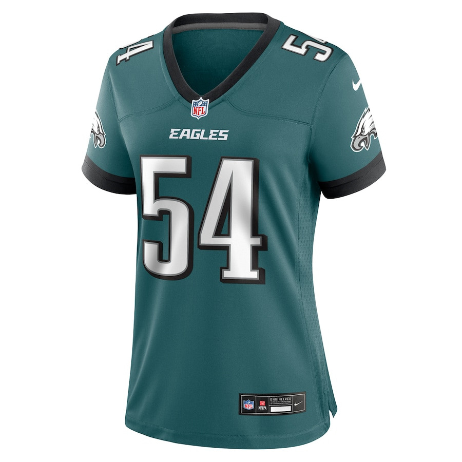 Alternative view of Jeremiah Trotter Jr. 54 Philadelphia Eagles Women's Team Game Jersey - Midnight Green JS6136 nicesnker