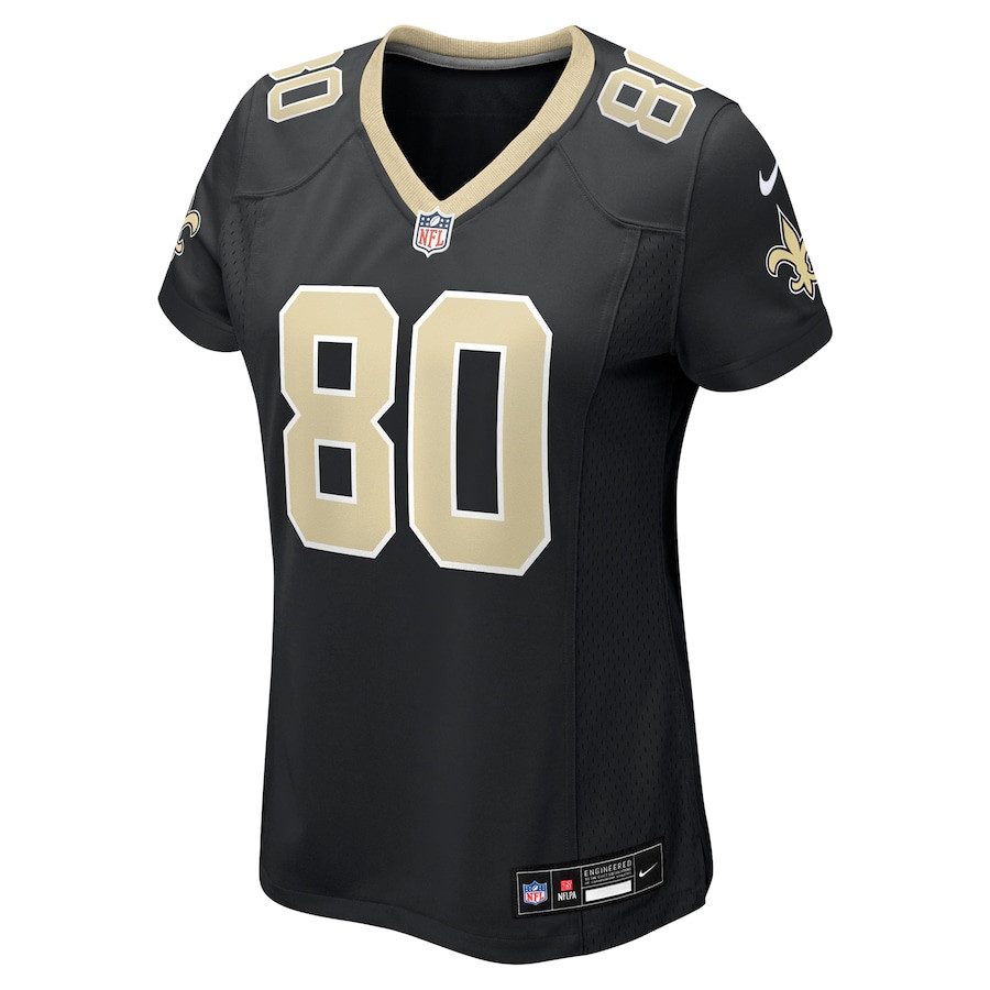 Alternative view of Jermaine Jackson 80 New Orleans Saints Women's Game Jersey - Black JS6342 nicesnker