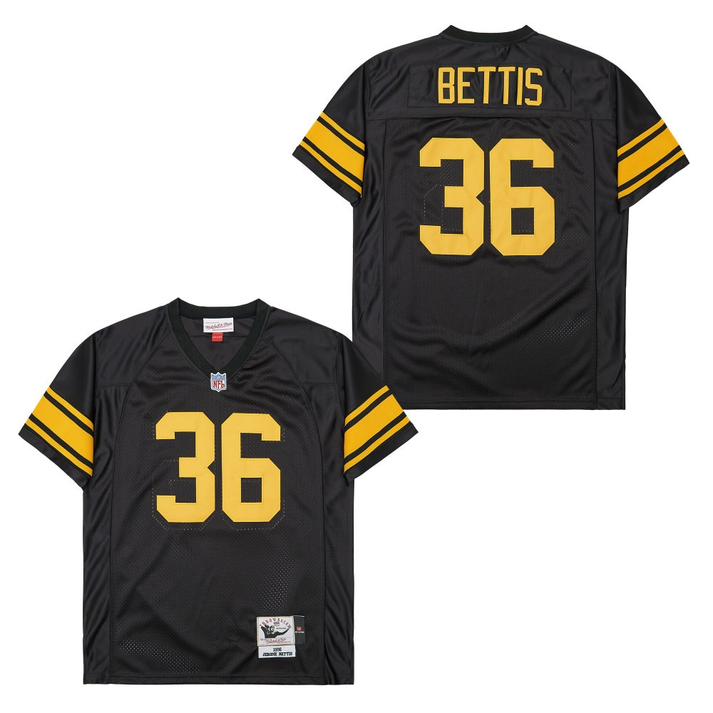 Alternative view of Jerome Bettis 36 Pittsburgh Steelers Retro Throwback Men Jersey - Black JS2591 nicesnker