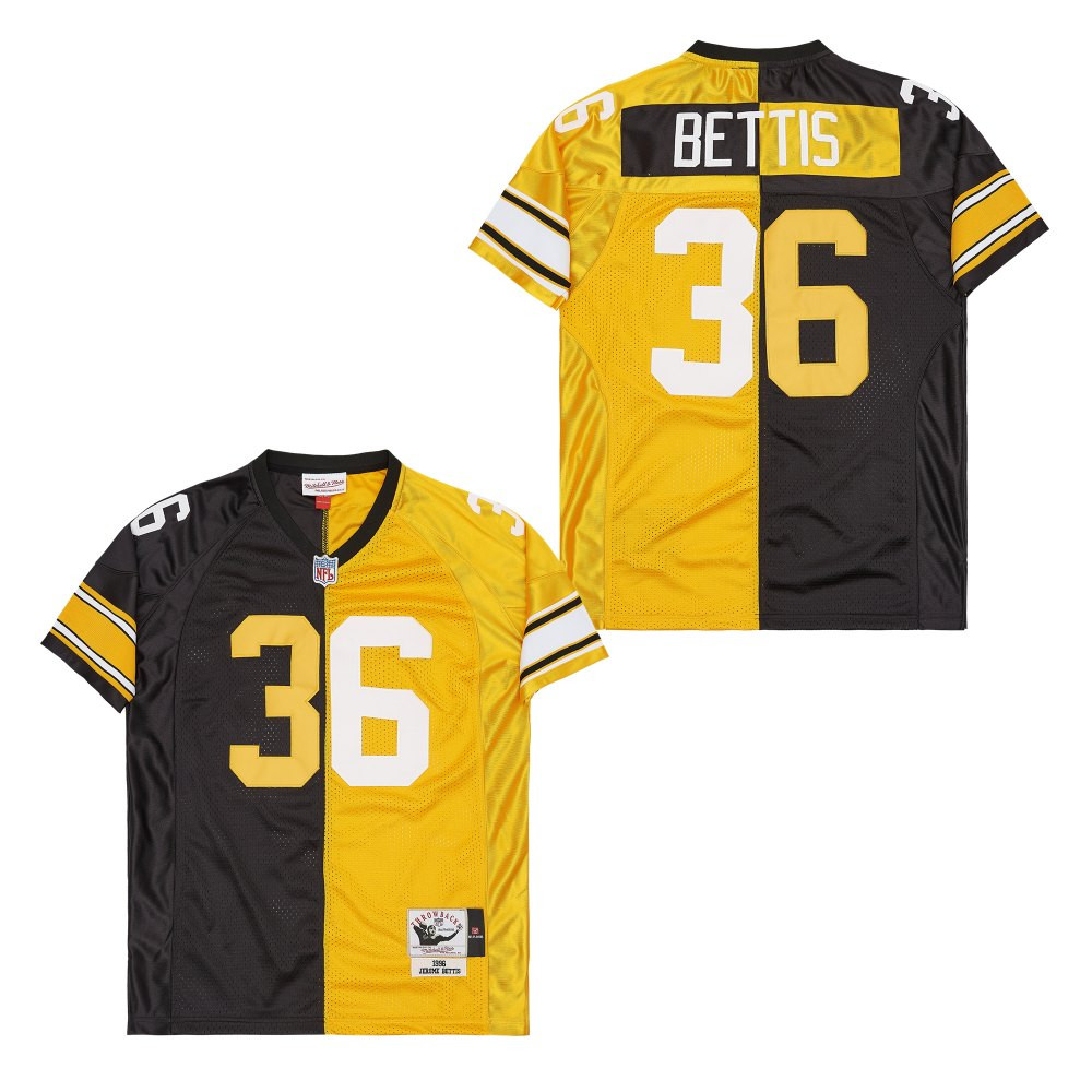 Jerome Bettis 36 Pittsburgh Steelers Two-Toned Retro Throwback Men Jersey - Black/Yellow JS8963 nicesnker
