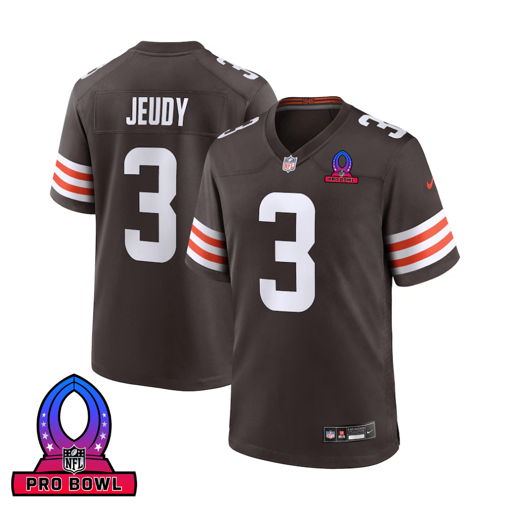 Jerry Jeudy 3 Cleveland Browns 2025 Pro Bowl Patch Game Men Jersey - Brown JS5946 nicesnker