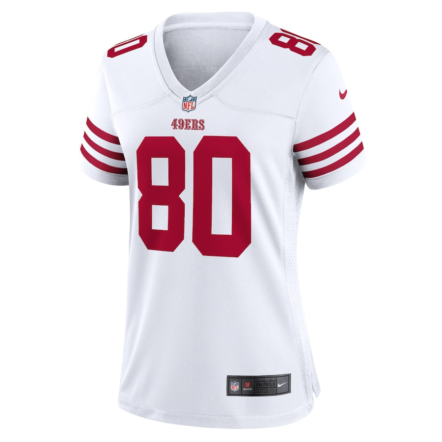 Alternative view of Jerry Rice 80 San Francisco 49ers Women Retired Game Jersey - White JS1627 nicesnker