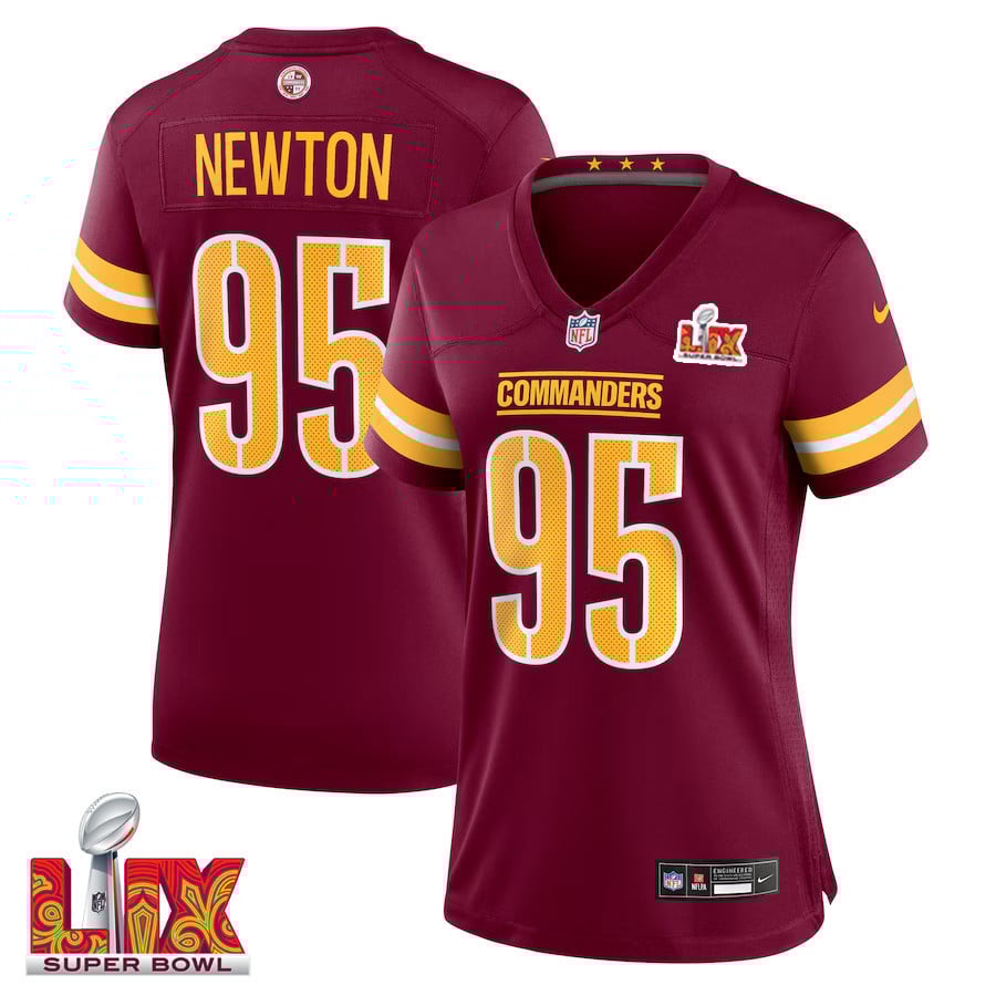Jer'Zhan Newton #95 Washington Commanders Super Bowl LIX Women's Jersey - Burgundy JS9700 nicesnker
