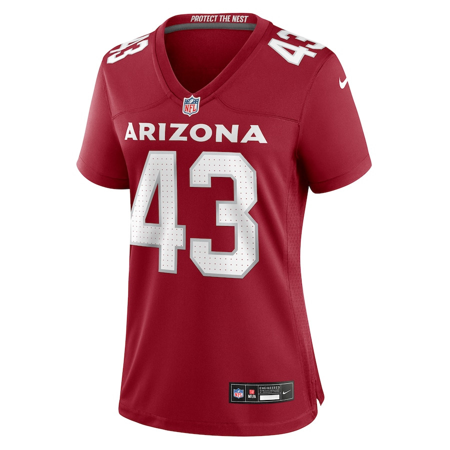 Alternative view of Jesse Luketa 43 Arizona Cardinals Women's Game Jersey - Cardinal JS7677 nicesnker