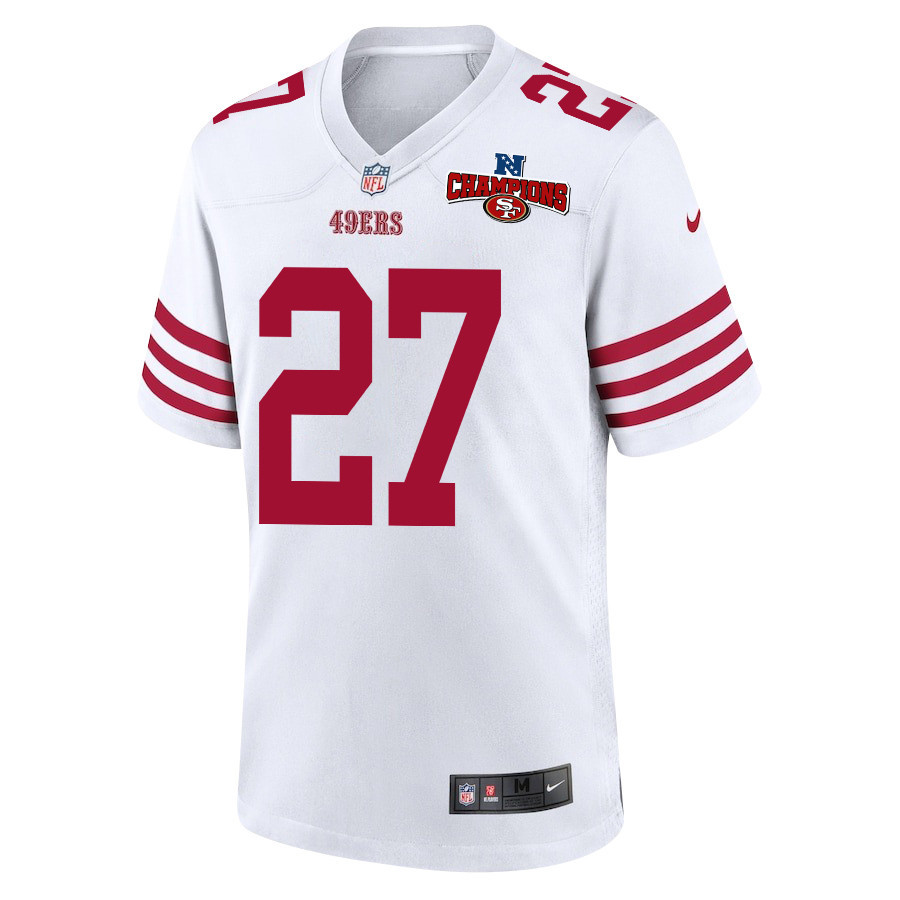 Alternative view of Ji'Ayir Brown 27 San Francisco 49ers NFC Champions Patch Game Men Jersey - White JS3568 nicesnker