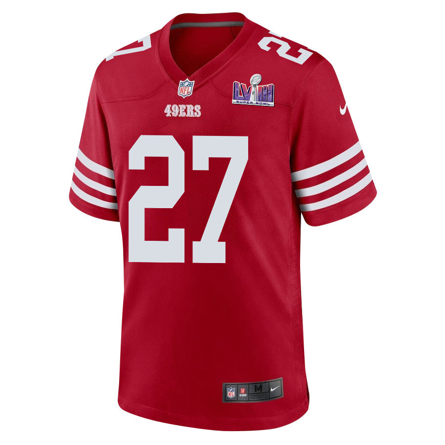 Alternative view of Ji'Ayir Brown 27 San Francisco 49ers Super Bowl LVIII Patch Game Men Jersey - Scarlet JS9335 nicesnker
