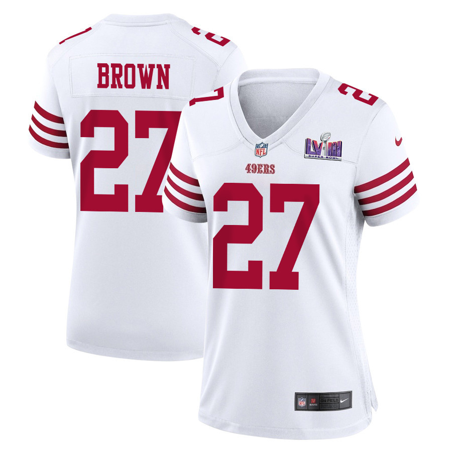 Ji'Ayir Brown 27 San Francisco 49ers Super Bowl LVIII Patch Game Women Jersey - White JS7148 nicesnker