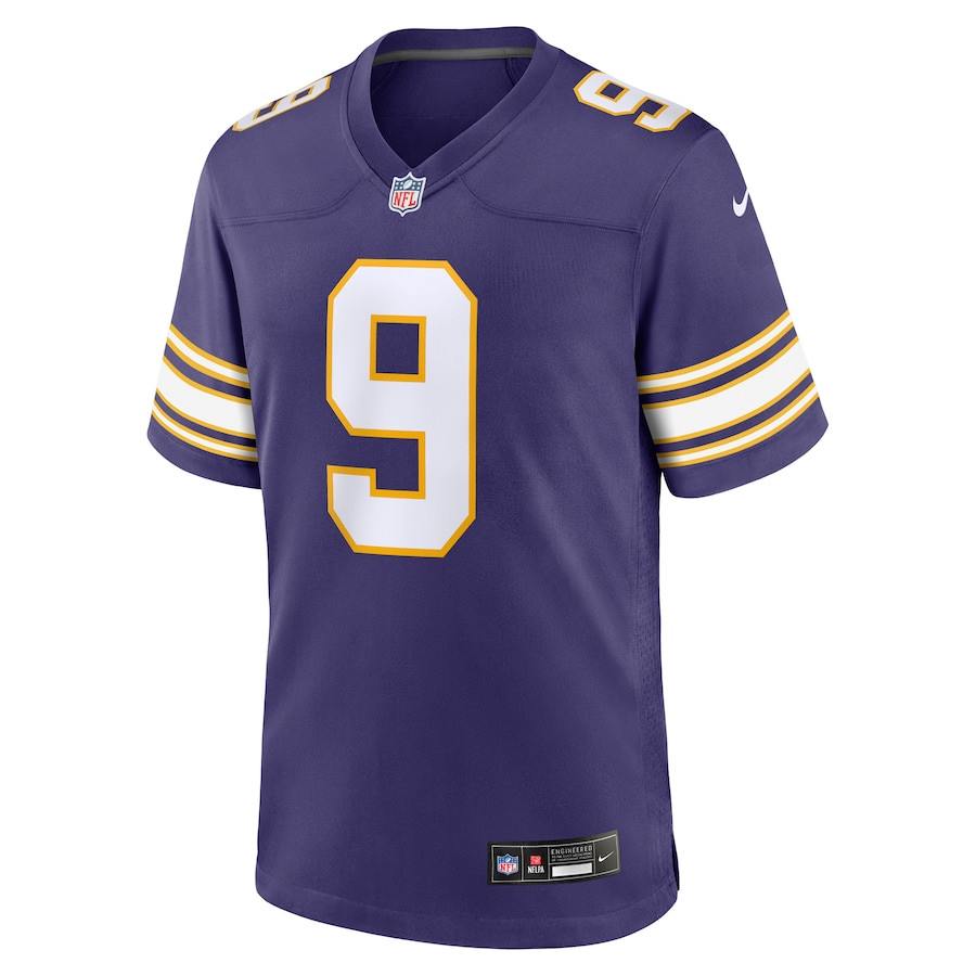 Alternative view of J.J. McCarthy 9 Minnesota Vikings 2nd Alternate 2024 NFL Draft First Round Pick Player Game Jersey - Purple JS4638 nicesnker