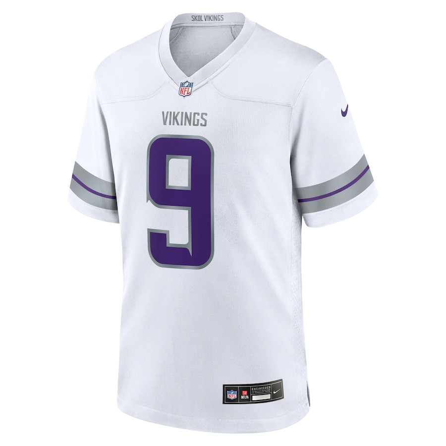 Alternative view of J.J. McCarthy 9 Minnesota Vikings Alternate Game Player Men Jersey - White JS7971 nicesnker