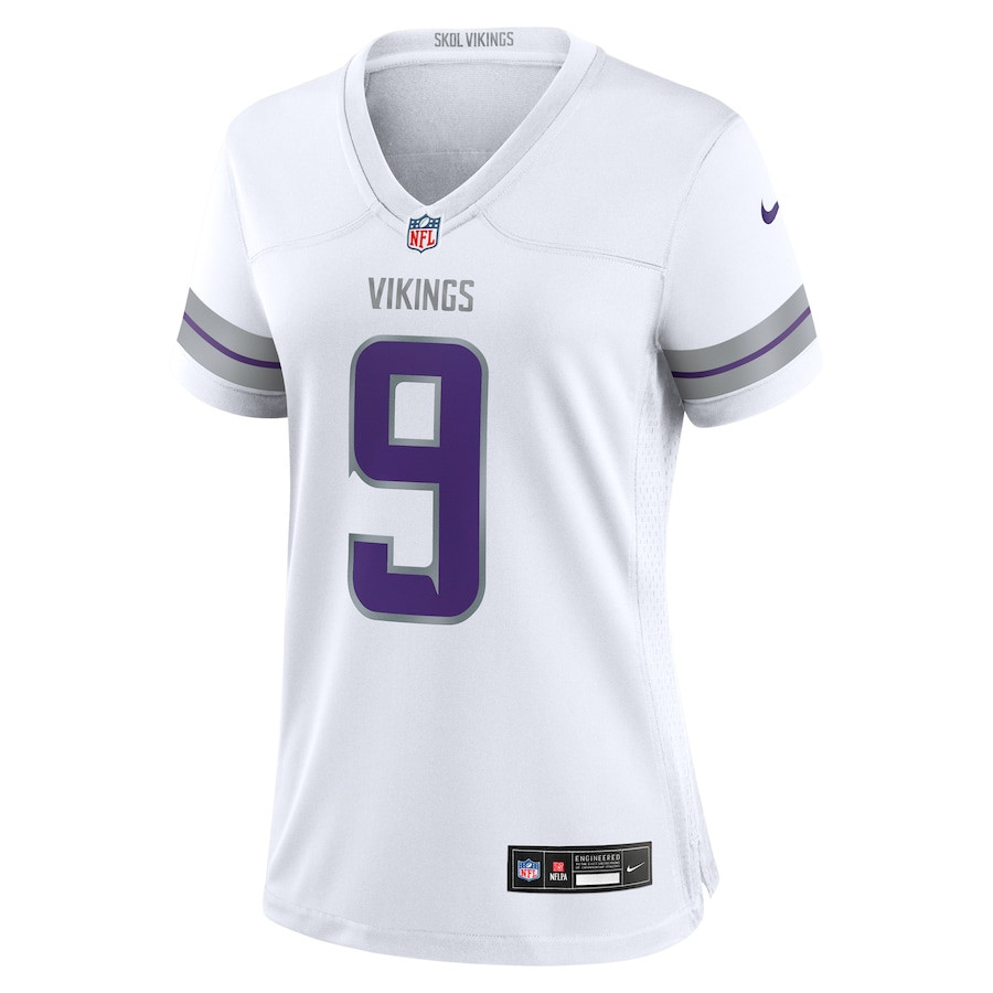 Alternative view of J.J. McCarthy 9 Minnesota Vikings Women's Alternate Game Player Jersey - White JS2254 nicesnker