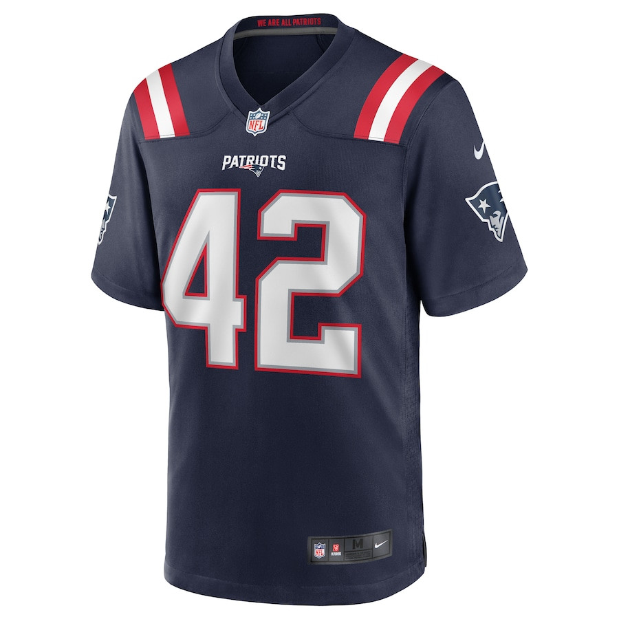 Alternative view of J.J. Taylor 42 New England Patriots Men Team Game Jersey - Navy JS6260 nicesnker
