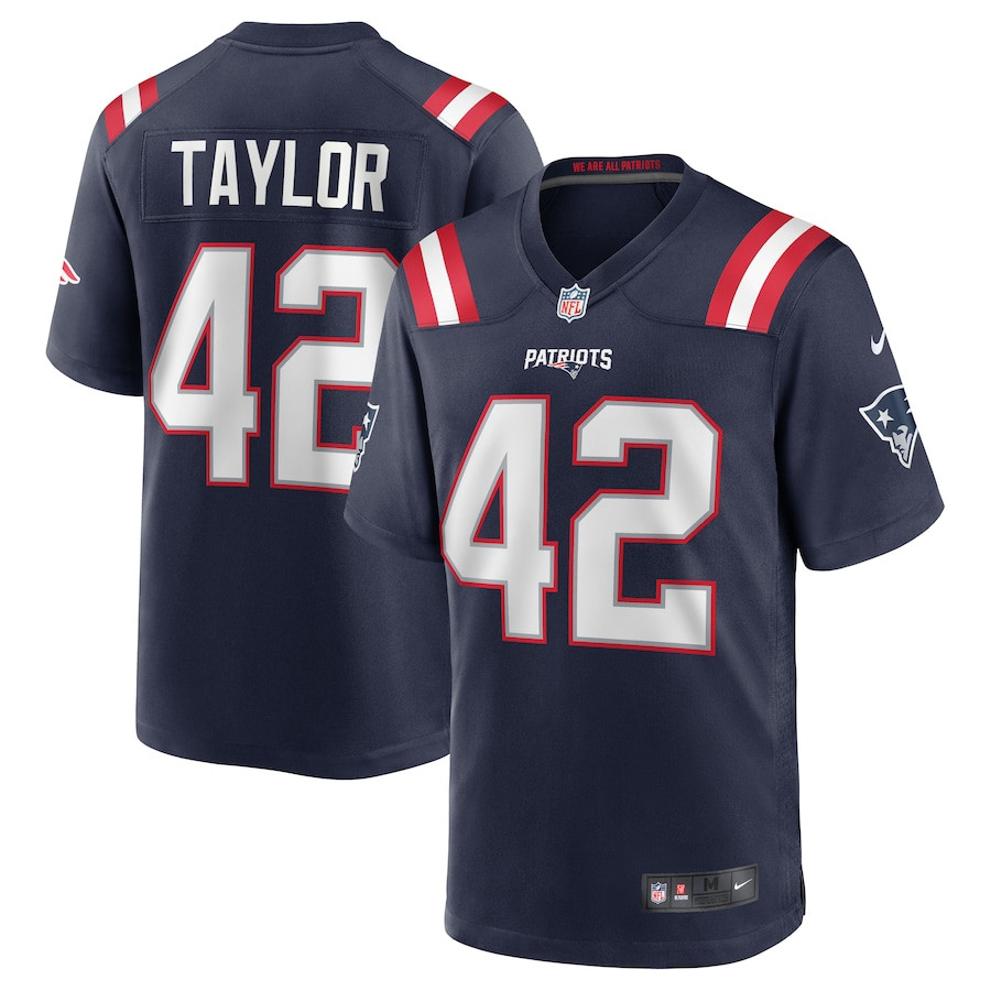 J.J. Taylor 42 New England Patriots Men Team Game Jersey - Navy JS6260 nicesnker