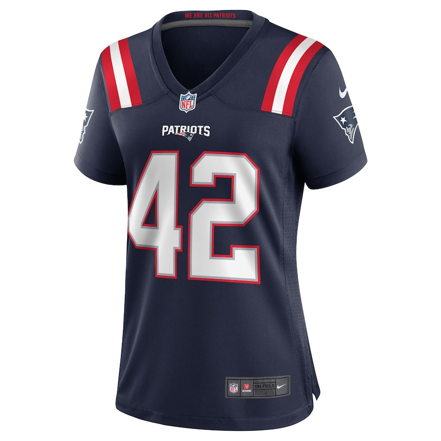 Alternative view of J.J. Taylor 42 New England Patriots Women Team Game Jersey - Navy JS3113 nicesnker