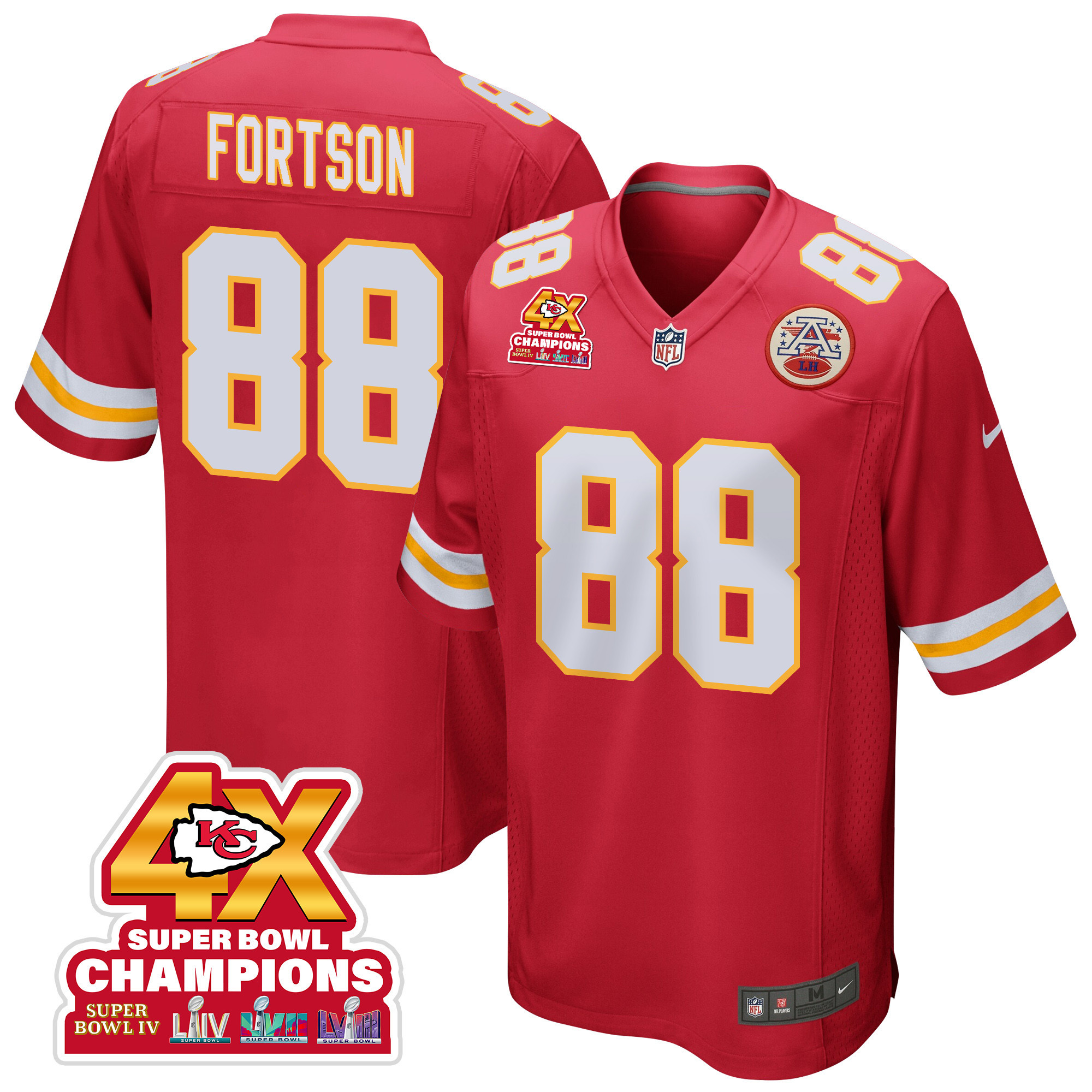 Jody Fortson 88 Kansas City Chiefs Super Bowl LVIII Champions 4X Game Men Jersey - Red JS4884 nicesnker