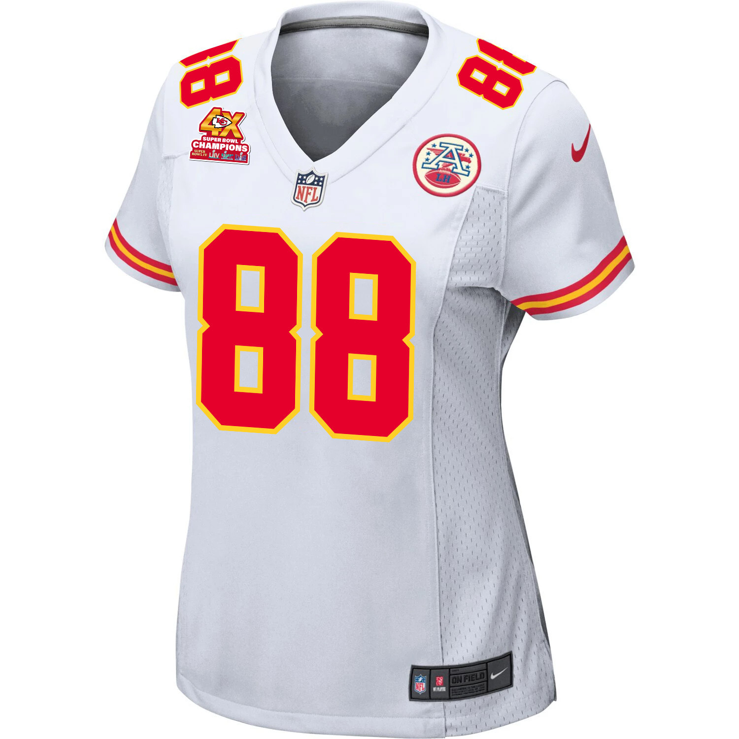 Alternative view of Jody Fortson 88 Kansas City Chiefs Super Bowl LVIII Champions 4X Game Women Jersey - White JS4576 nicesnker