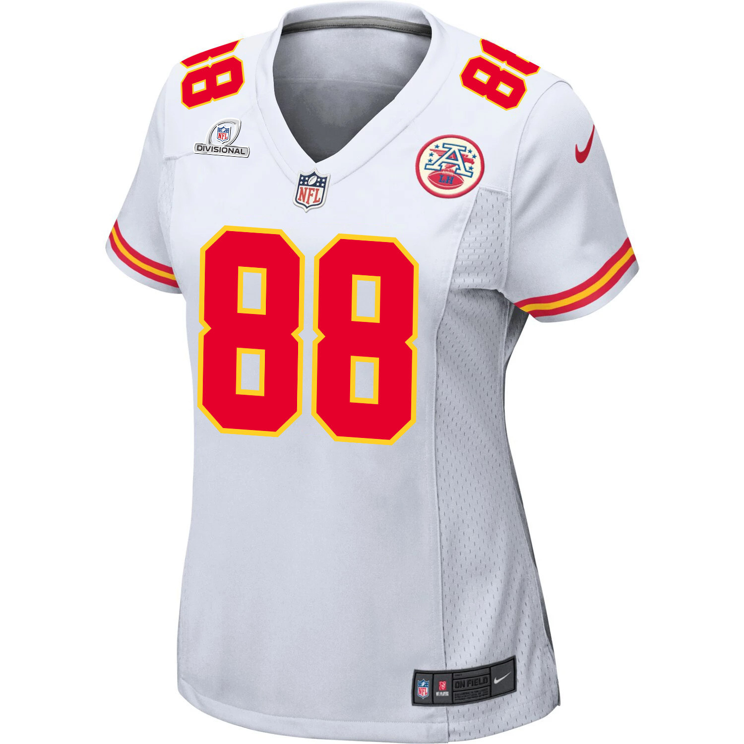 Alternative view of Jody Fortson 88 Kansas City Chiefs Super Bowl LVIII Patch Game Women Jersey - White JS4759 nicesnker