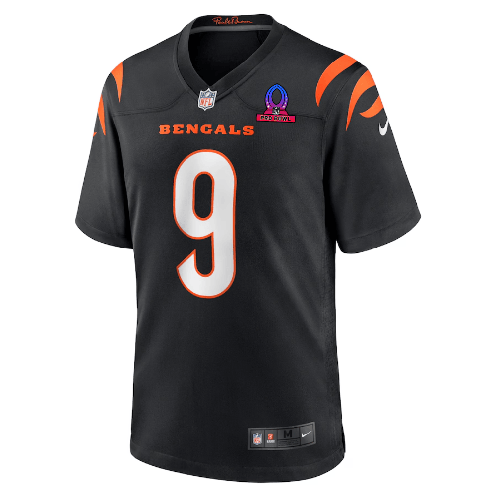 Alternative view of Joe Burrow 9 Cincinnati Bengals 2025 Pro Bowl Patch Game Men Jersey - Black JS3754 nicesnker