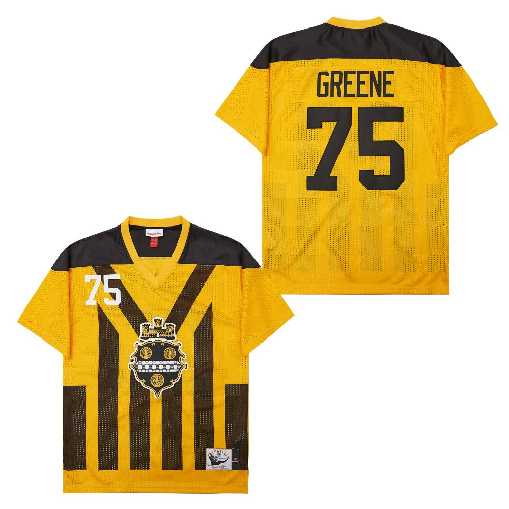 Alternative view of Joe Greene 75 Pittsburgh Steelers Retro Throwback Legacy Men Jersey - Black/Yellow JS8596 nicesnker