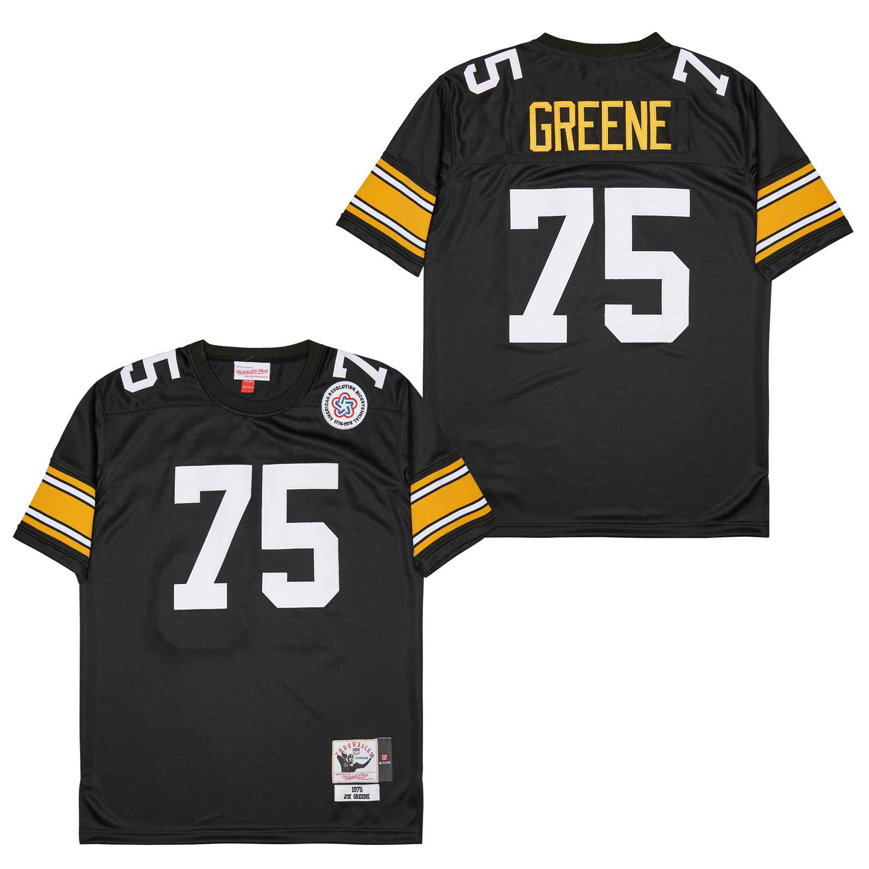 Alternative view of Joe Greene 75 Pittsburgh Steelers Retro Throwback Men Jersey - Black JS3938 nicesnker