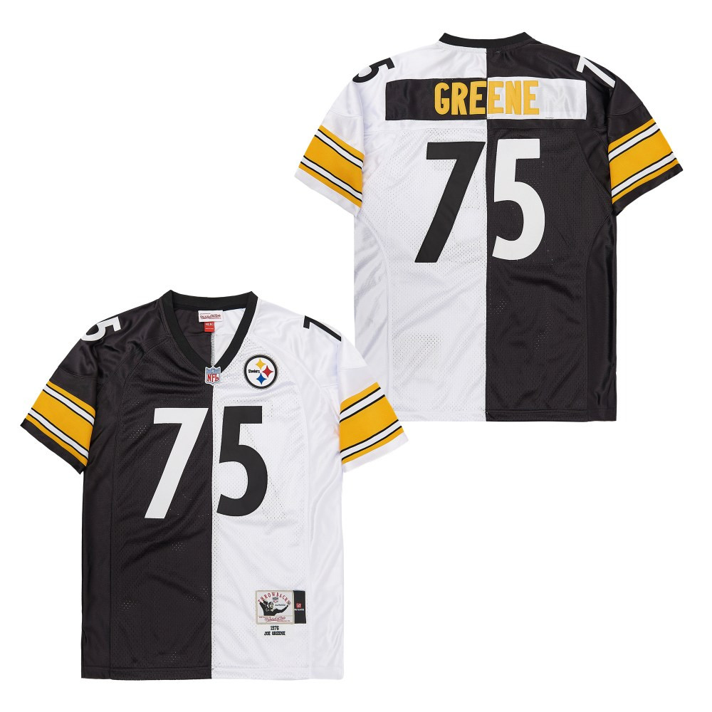 Joe Greene 75 Pittsburgh Steelers Two-Toned Retro Throwback Men Jersey - Black/White JS6159 nicesnker