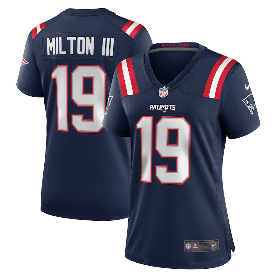 Joe Milton III 19 New England Patriots Women's Game Jersey - Navy JS4578 nicesnker