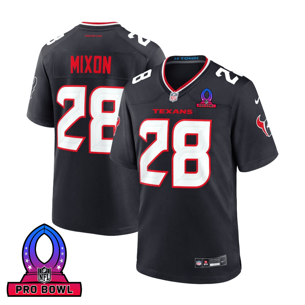 Joe Mixon 28 Houston Texans 2025 Pro Bowl Patch Game Men Jersey - Navy JS2545 nicesnker