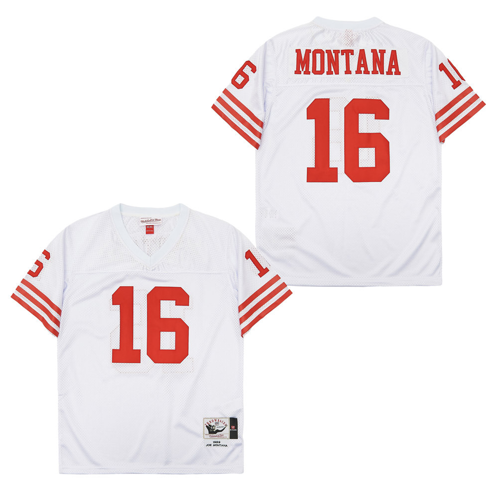 Alternative view of Joe Montana 16 San Francisco 49ers Throwback Men Jersey - White JS2166 nicesnker
